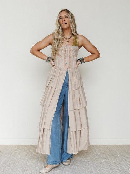 Prairie Breeze Tiered Maxi Top - Sand