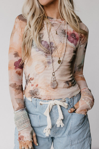 So Charming Floral Top - Natural
