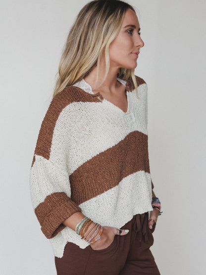 Sandy Stripes Sweater - Deep Camel