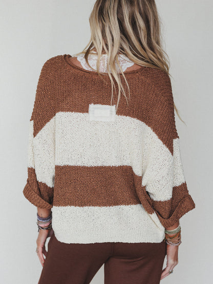Sandy Stripes Sweater - Deep Camel