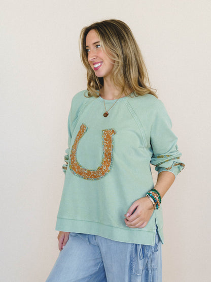 Lucky Flower Top - Sage