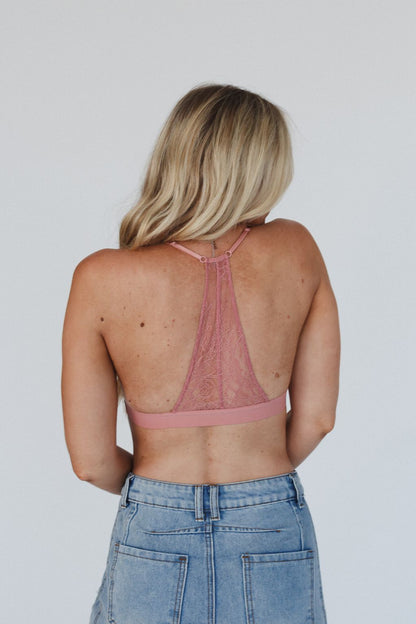 Lace Luxe Triangle Bralette - Rose
