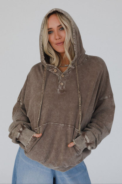 Janelle Peace Patch Sweatshirt Top - Coffee