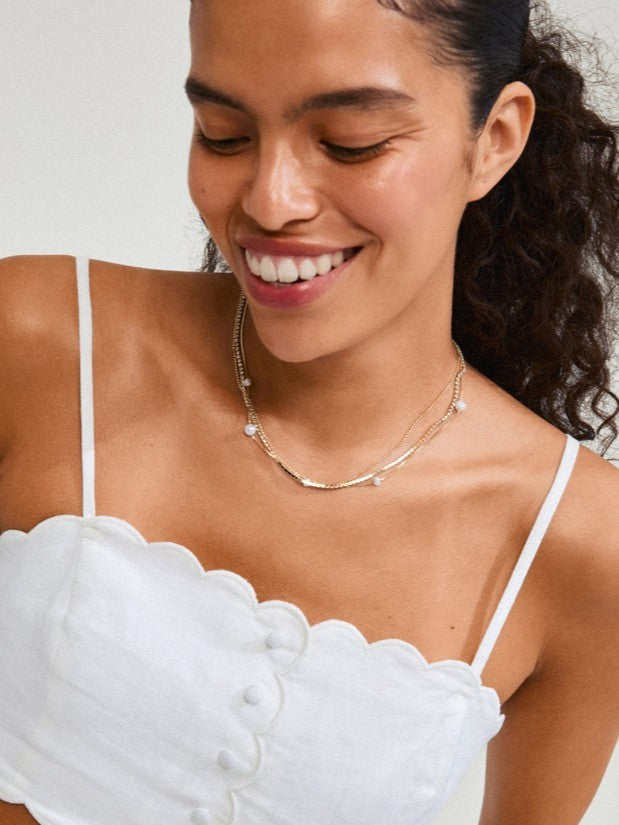 PILGRIM Starlight Crystal + Pearl 3-in-1 Necklace