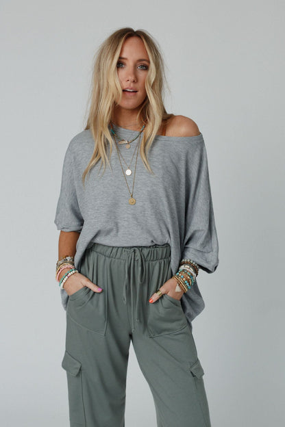 The Nest Kelsie Dolman Top- Heather Gray
