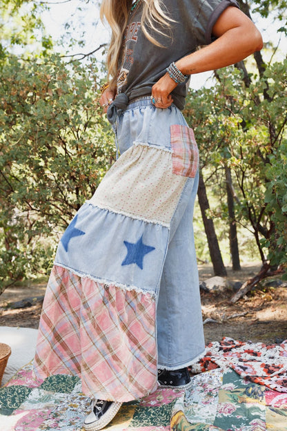 Coastal Chill Wide Leg Pants - Denim Multi