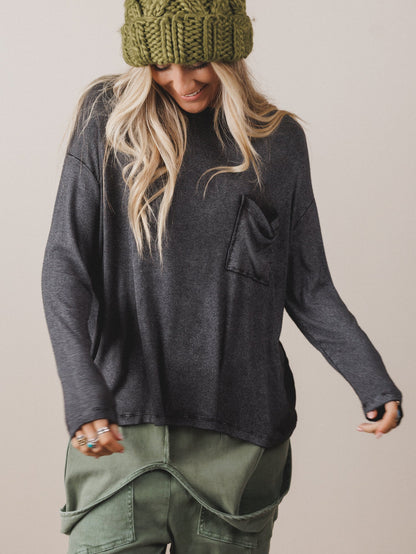 Here To There Pocket Tee - Ash Black