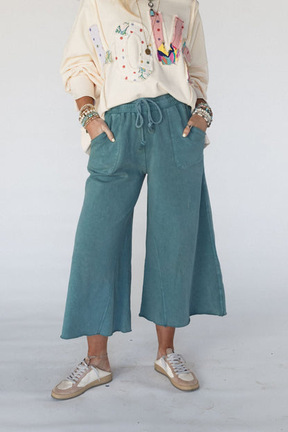Relaxing Robin Wide Leg Pant - Teal Green