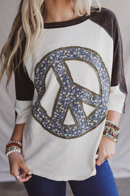 The Nest Peaceful Contrast Top - Navy Ivory
