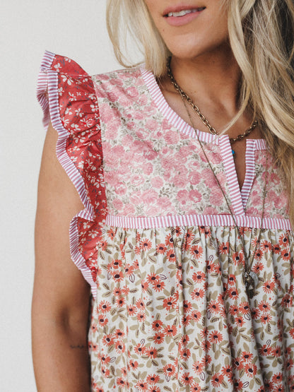 Meadow Maze Blouse - Rose Pink
