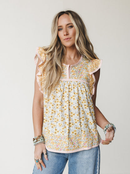 Meadow Maze Blouse - Sunflower Yellow