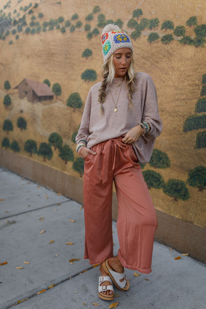 The Nest Fly With Me Batwing Sleeve Knit Sweater - Sand