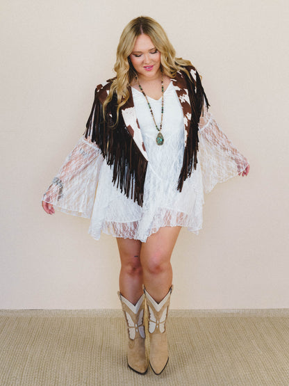 Cowgirl On the Loose Printed Poncho - Chocolate