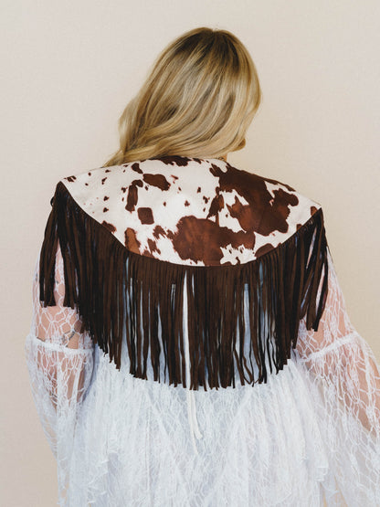 Cowgirl On the Loose Printed Poncho - Chocolate