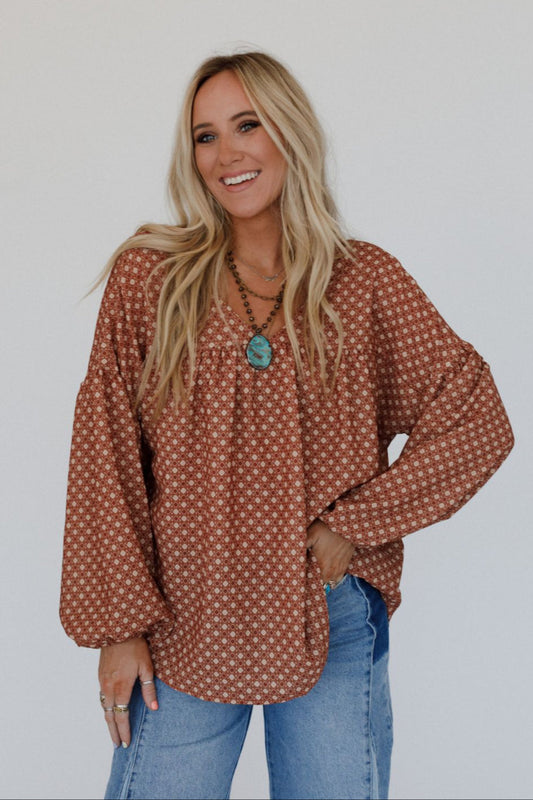 The Nest Kendrix Printed Top - Ginger