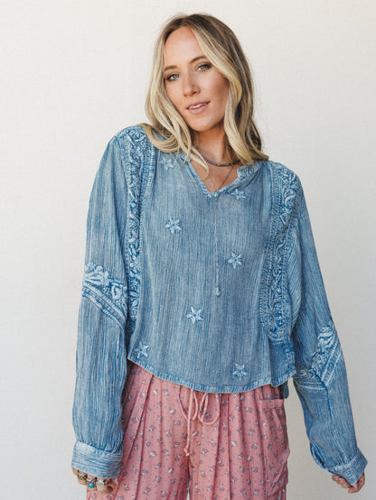Star Flower Top - Blue