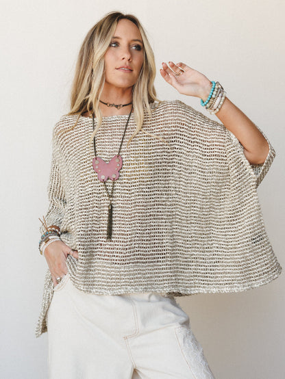 Moonara Silk Poncho - Natural
