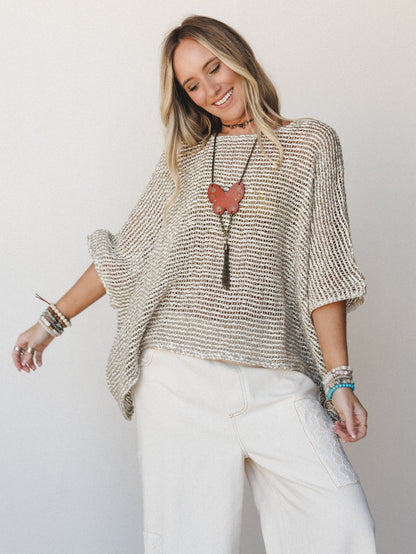 Moonara Silk Poncho - Natural