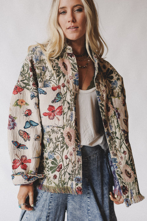 Butterfly Effect Jacquard Jacket - Almond