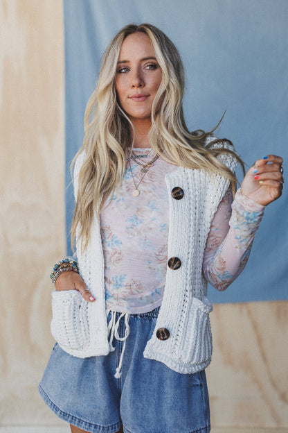 Eloria Knit Sweater Vest - Cream