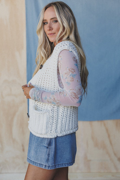Eloria Knit Sweater Vest - Cream