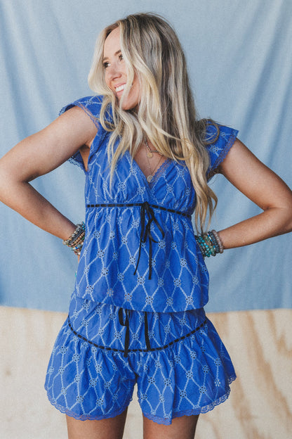 Twilight Waves Print Top - Blue
