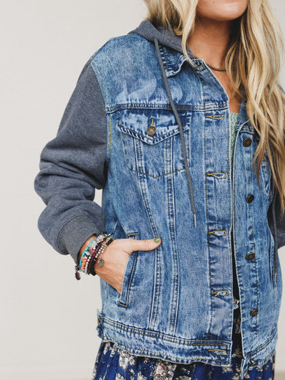 The Nest My Boyfriends Denim Jacket - Charcoal Medium Wash