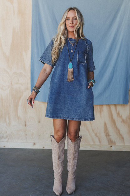 The Nest Jayda Pocket Dress - Blue
