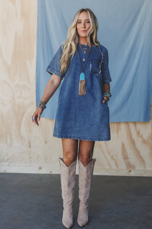 The Nest Jayda Pocket Dress - Blue