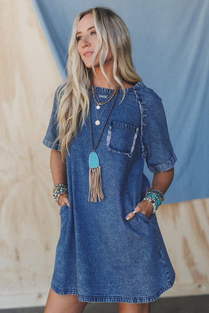 The Nest Jayda Pocket Dress - Blue