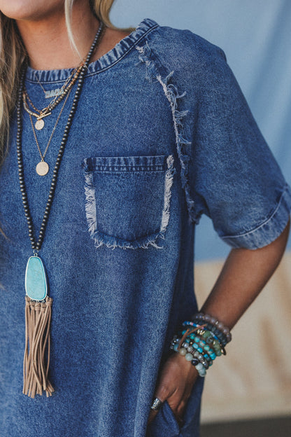 The Nest Jayda Pocket Dress - Blue