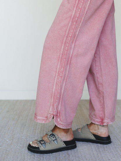 So Comfy Wide Leg Pant Cropped Length - Pink