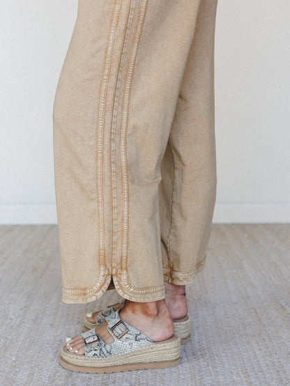 So Comfy Wide Leg Pant Cropped Length - Brown