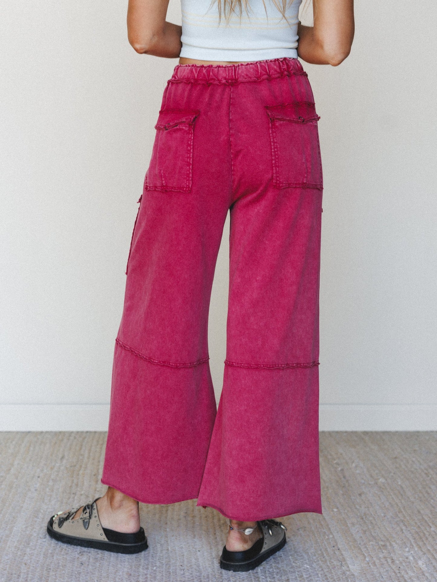 Game On Cargo Wide Leg Pant - Dark Red