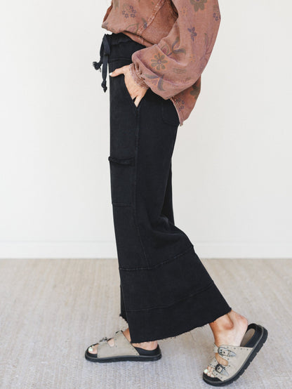 Lucky One Wide Leg Pant - Washed Black