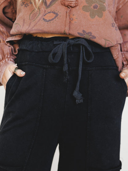 Lucky One Wide Leg Pant - Washed Black