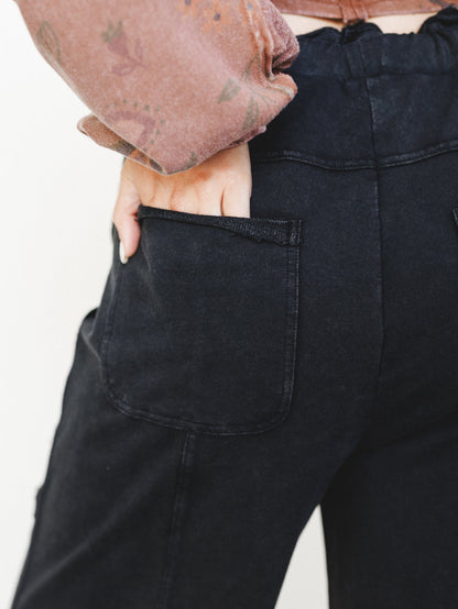 Lucky One Wide Leg Pant - Washed Black