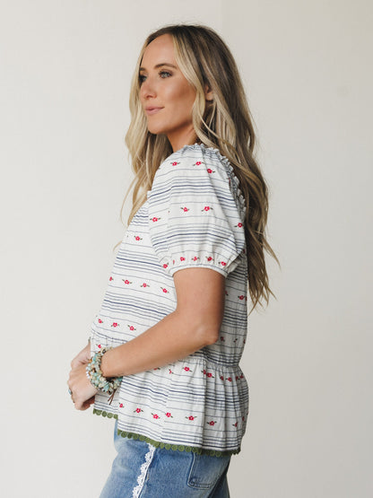 Chasing Memories Blouse

 - White Navy