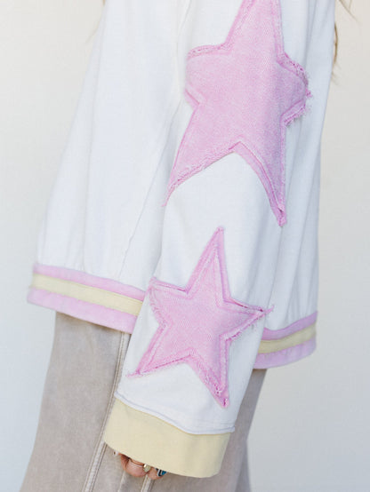 Sky of Stars Long Sleeve Top - Ecru Pink
