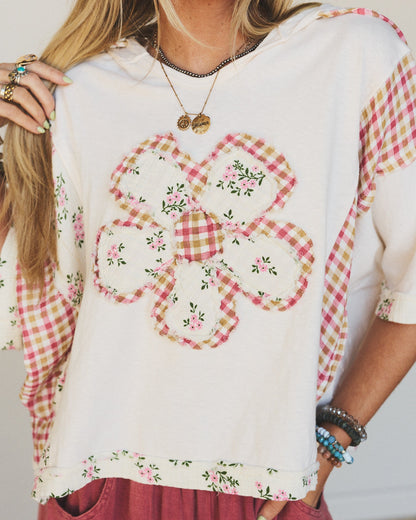 Crazy Daisy Floral Patch Top - Cream