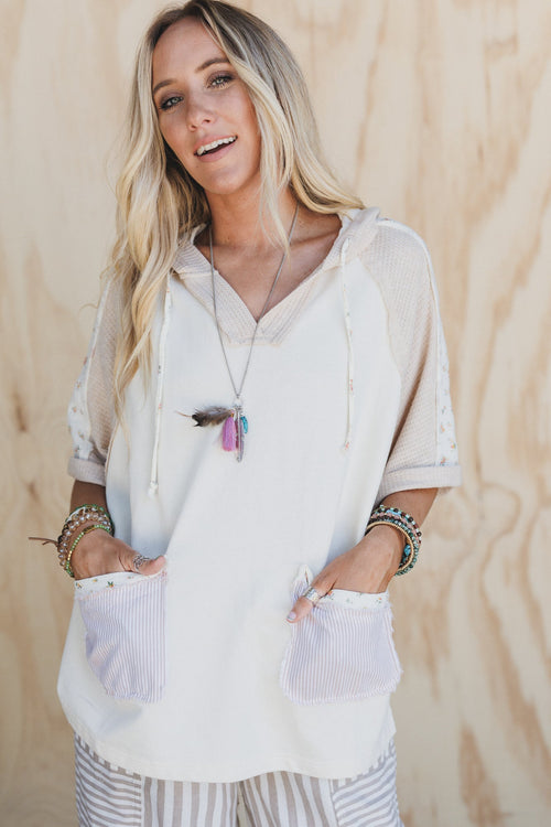 Just For You Hoodie Tunic Top - Cream