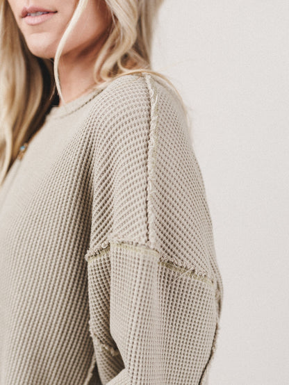 Riley Thermal Texture Oversized Pullover - Pale Olive