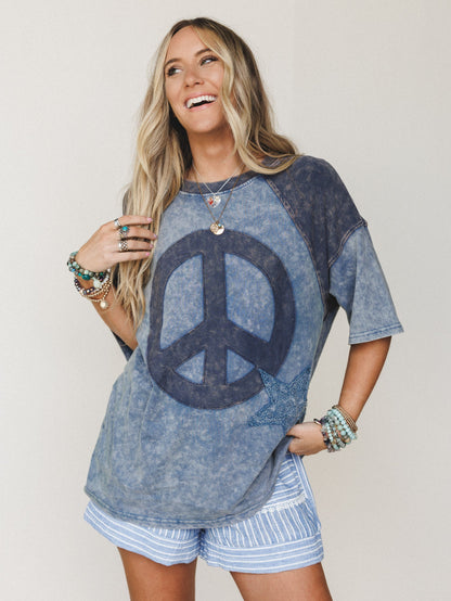 Peace and Dreams Tee - Denim