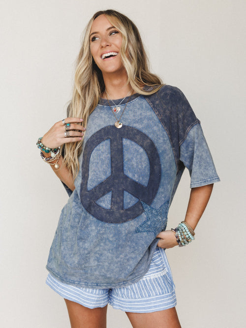 Peace and Dreams Tee - Denim