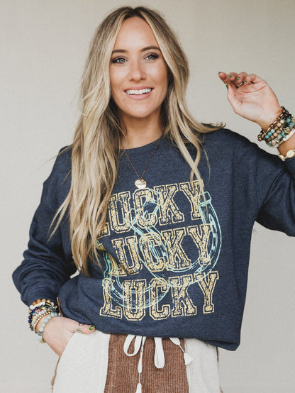 The Nest Lucky Gal Sweatshirt - Dark Heather Gray