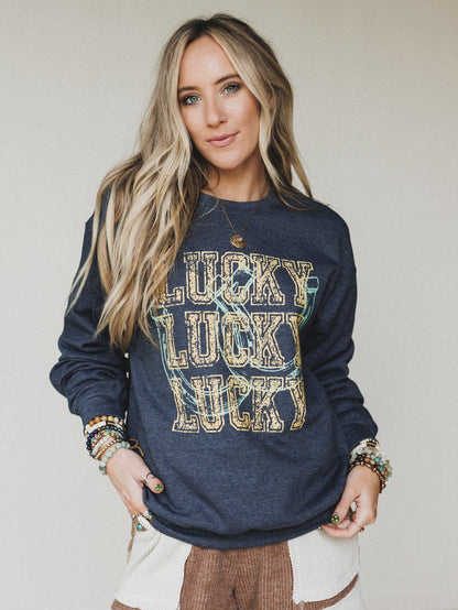 The Nest Lucky Gal Sweatshirt - Dark Heather Gray