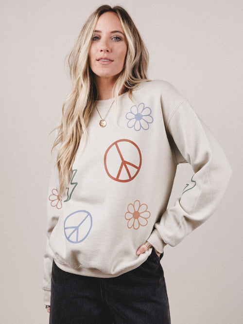 The Nest Boho All Over Sweatshirt - Sand