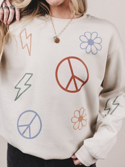 The Nest Boho All Over Sweatshirt - Sand