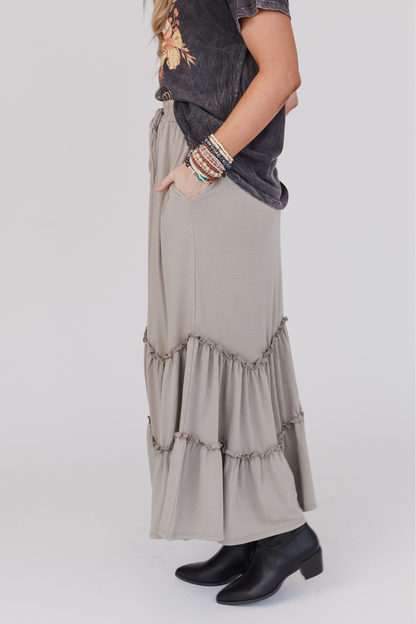 The Nest Bunches Of Love Tiered Maxi Skirt - Taupe