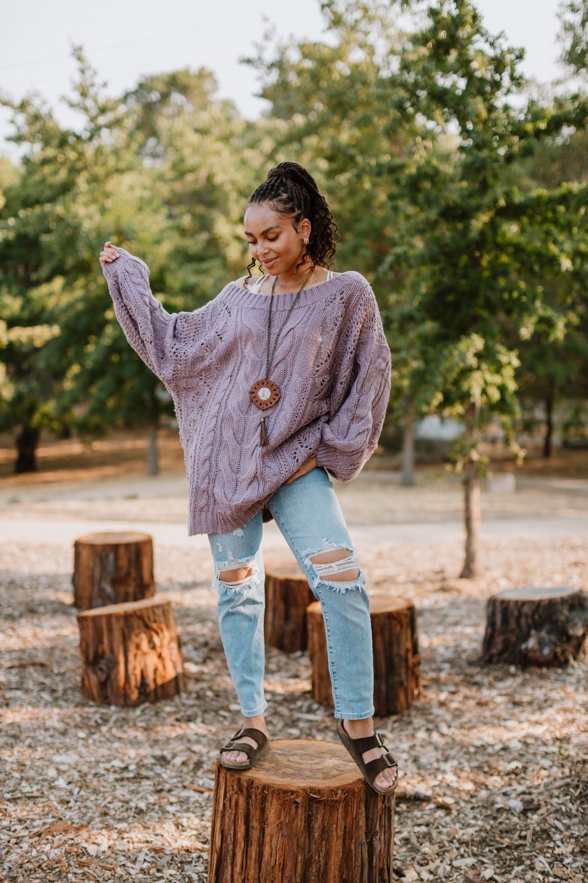 Golden Hour Bubble Sleeve Sweater Dress - Lavender